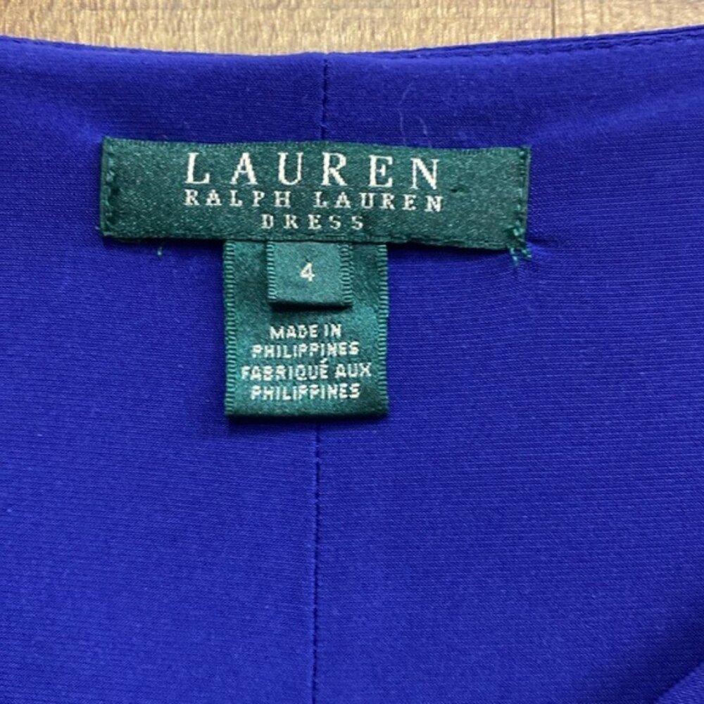 Ralph Lauren Dress Sapphire Blue Long Sleeve Dress size 4 - Picture 3 of 4